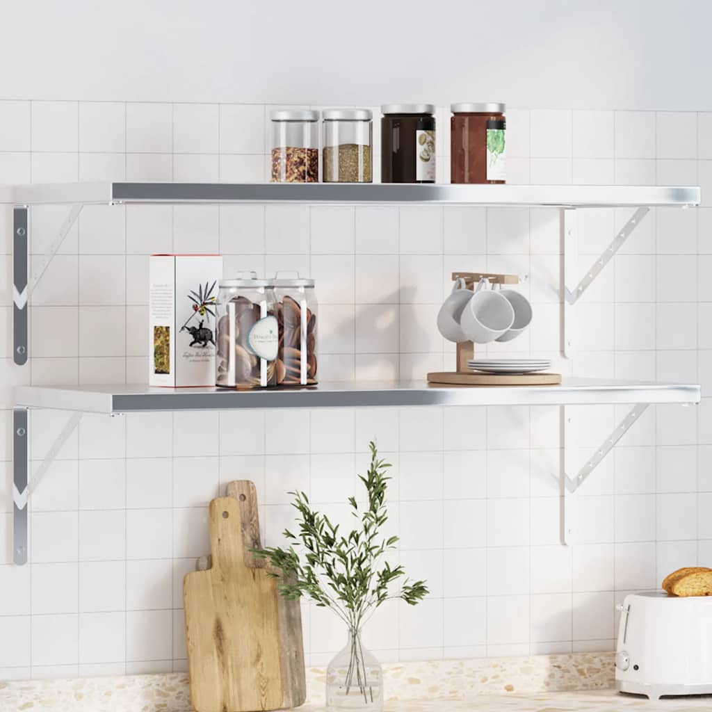 Shelf Brackets 4 Pieces 40x2.5x25 cm Silver Stainless Steel
