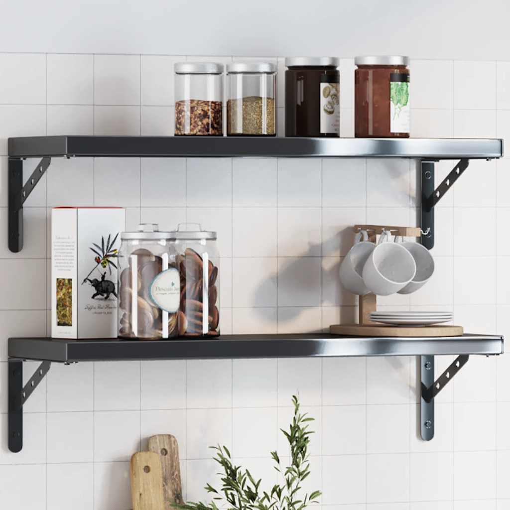 Shelf Brackets 4 Pieces 23.5x2.5x15.5 cm Black Stainless Steel