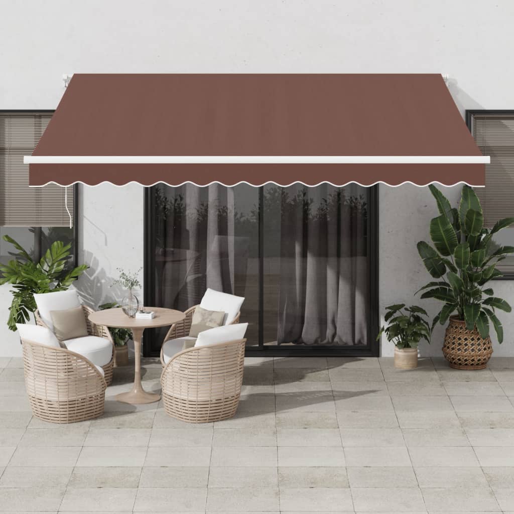 Manual Retractable Awning Brown 400x350 cm
