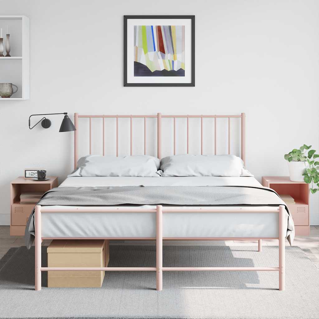 Bedside Cabinets 2pcs Pink 34.5x39x44 cm Steel