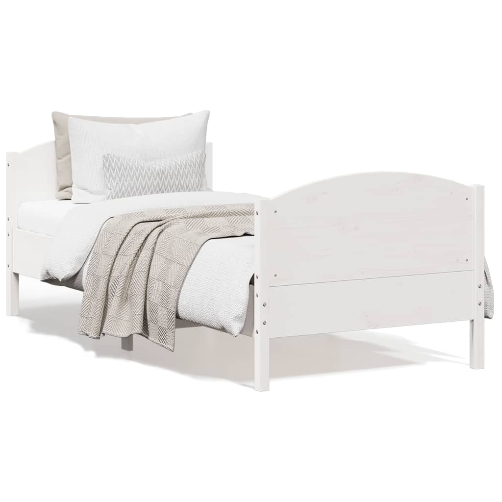 Bed Frame with Headboard White 100x200 cm Solid Wood Pine