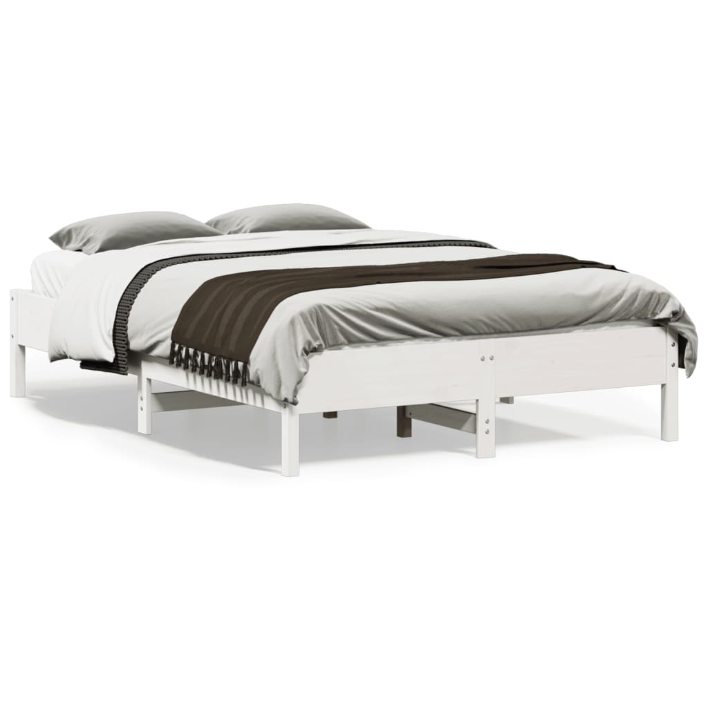 Bedframe White 140x190cm Solid Wood Pine