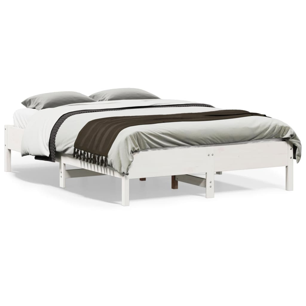 Bedframe White 135x190cm Double Solid Wood Pine
