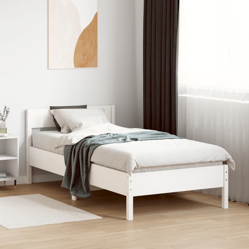 Bedframe White 90x200cm Solid Wood Pine