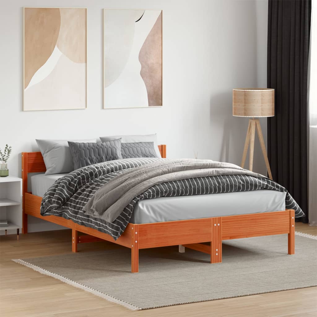 Bedframe Wax Brown 120x190cm Small Double Solid Wood Pine