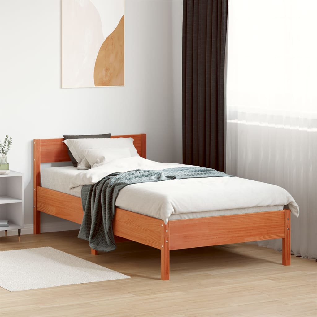 Bedframe Wax Brown 90x190cm Single Solid Wood Pine