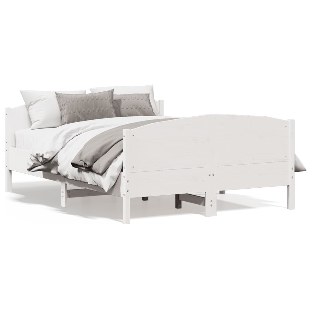 Bed Frame with Headboard White 160x200 cm Solid Wood Pine