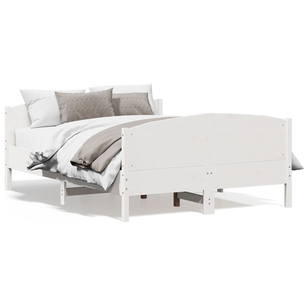 Bed Frame with Headboard White 140x200 cm Solid Wood Pine