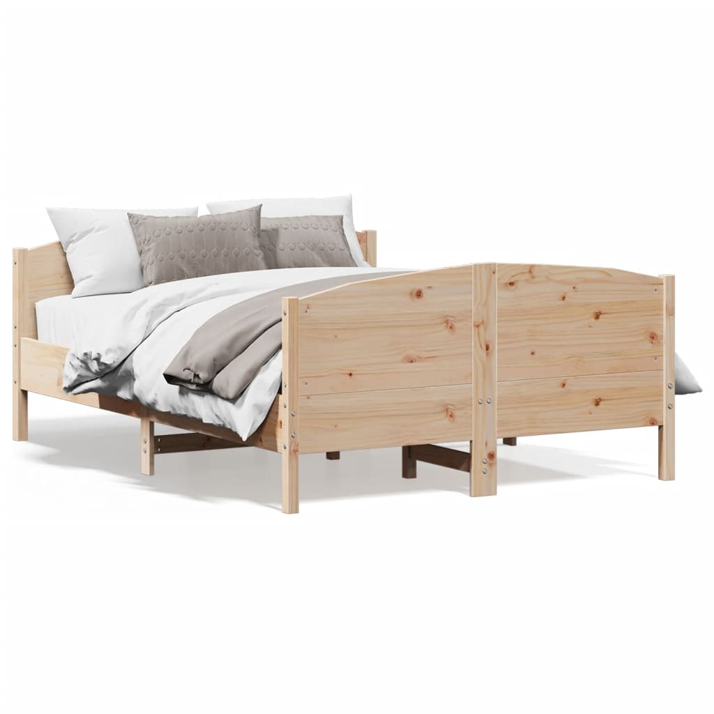 Bed Frame with Headboard 120x200 cm Solid Wood Pine