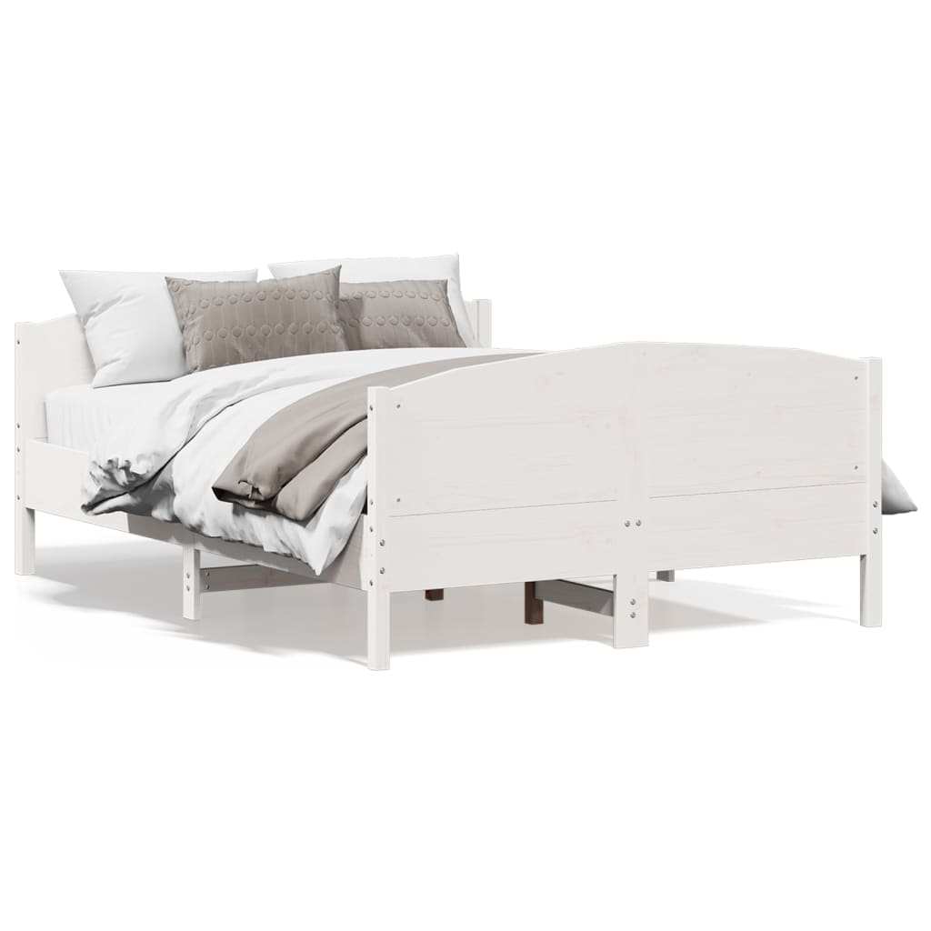 Bed Frame with Headboard White 140x190 cm Solid Wood Pine