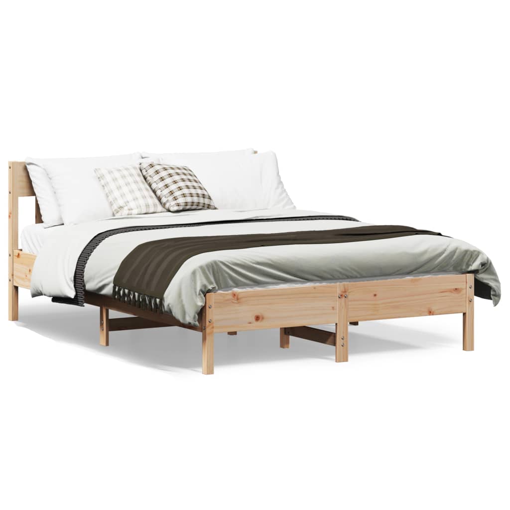 Bed Frame with Headboard 160x200 cm Solid Wood Pine