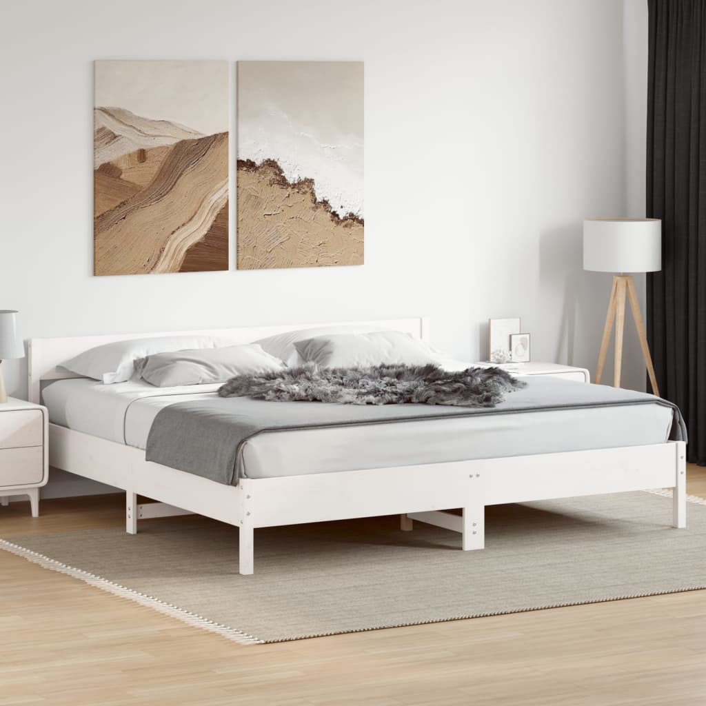 Bedframe White 180x200cm Super King Solid Wood Pine