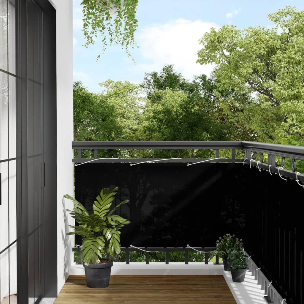 Balcony Screen Black 75x700 cm 100% Polyester Oxford