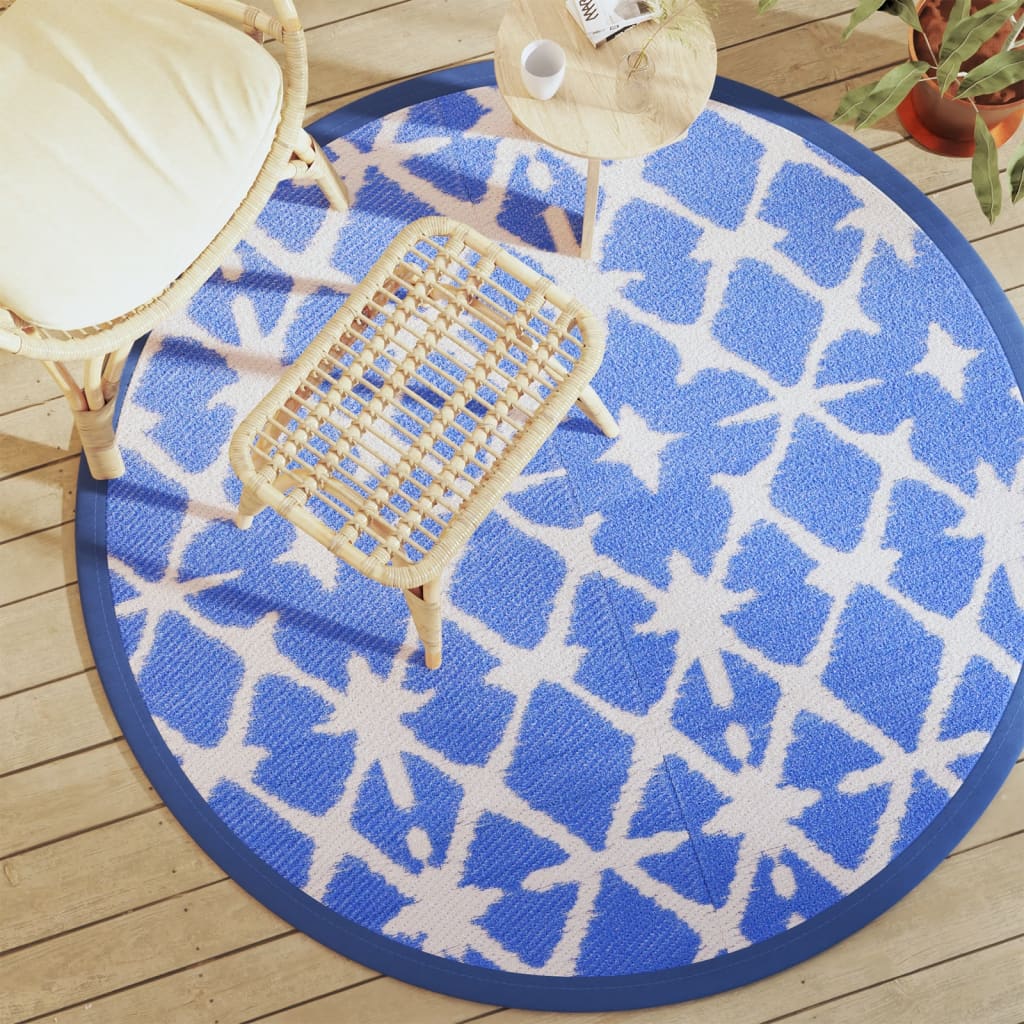 Outdoor Carpet ARAKIL Blue and White 160 cm PP