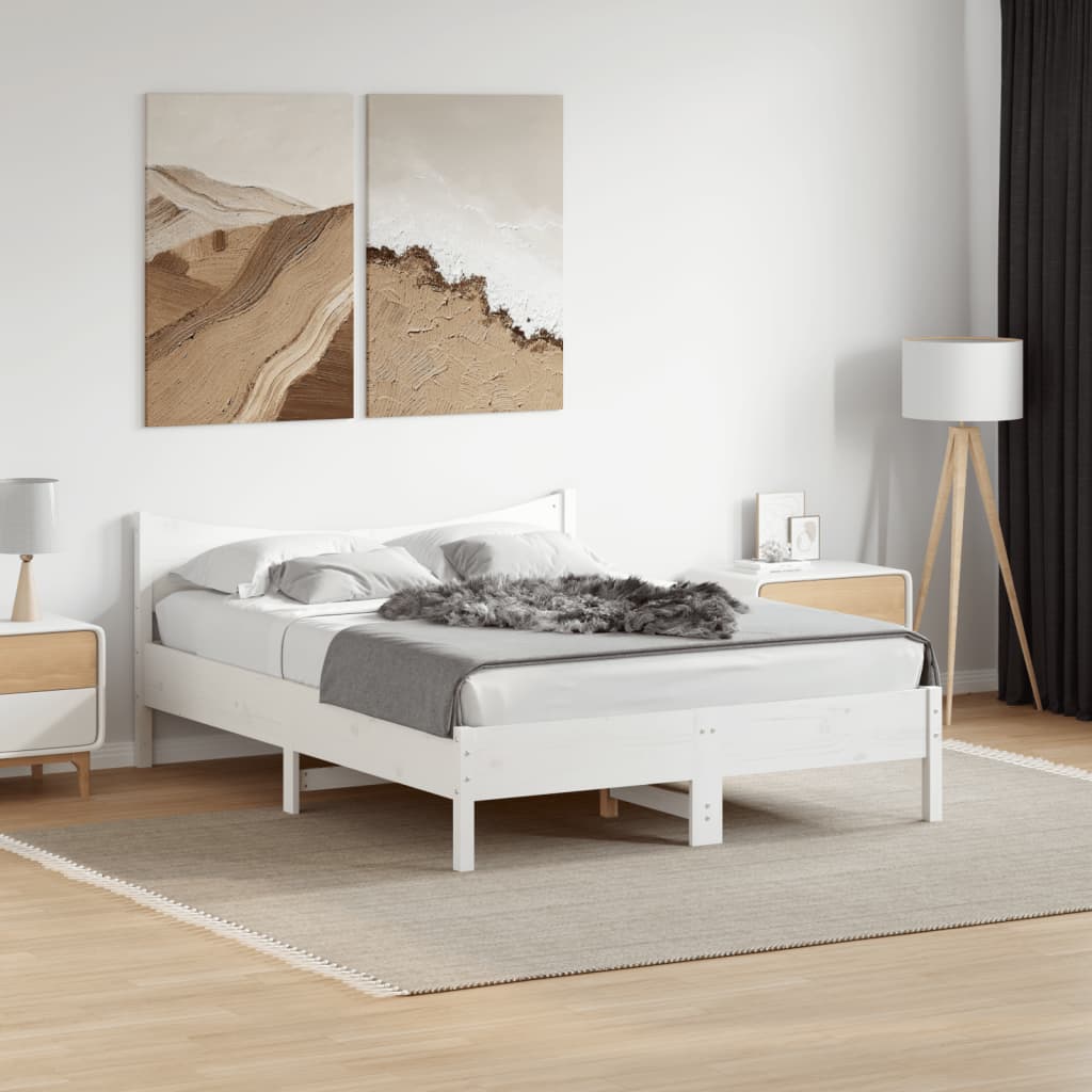 Bedframe White 140x200cm Solid Wood Pine