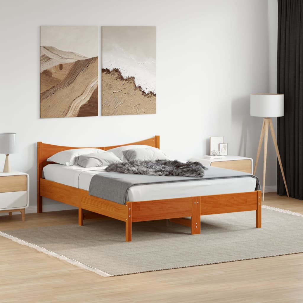 Bedframe Wax Brown 120x200cm Solid Wood Pine
