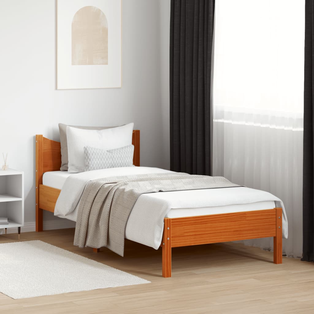 Bedframe Wax Brown 75x190cm Small Single Solid Wood Pine