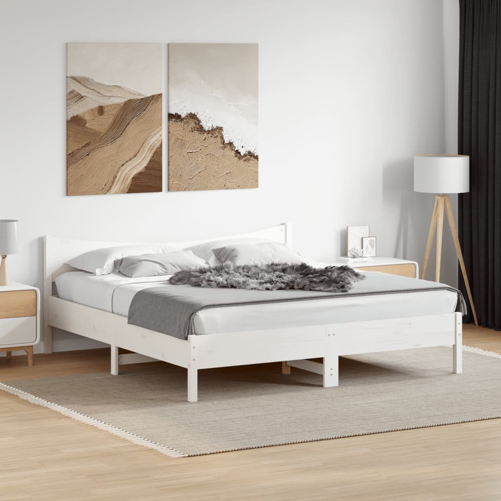 Bedframe White 180x200cm Super King Solid Wood Pine