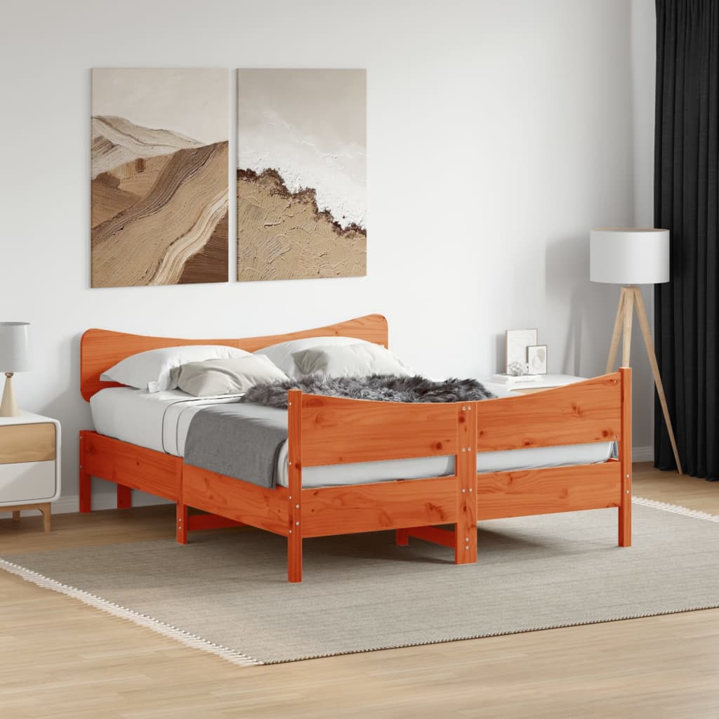 Bedframe Wax Brown 140x190cm Solid Wood Pine