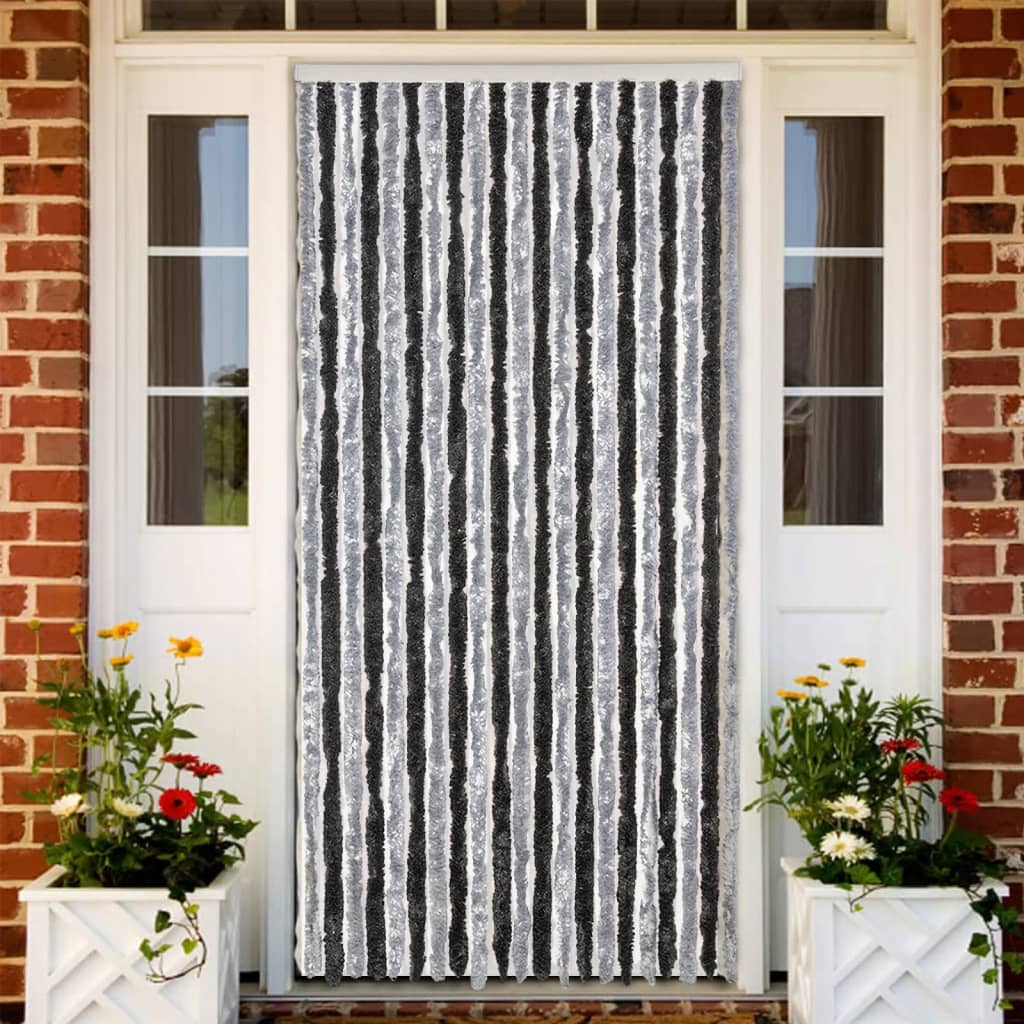 Fly Curtain Grey and Black 90x220 cm Chenille