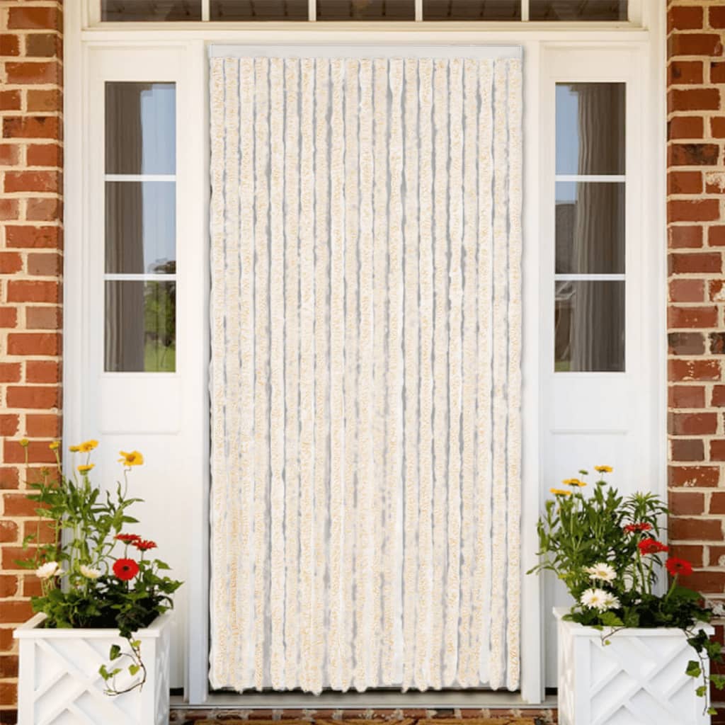 Fly Curtain Beige and White 56x200 cm Chenille