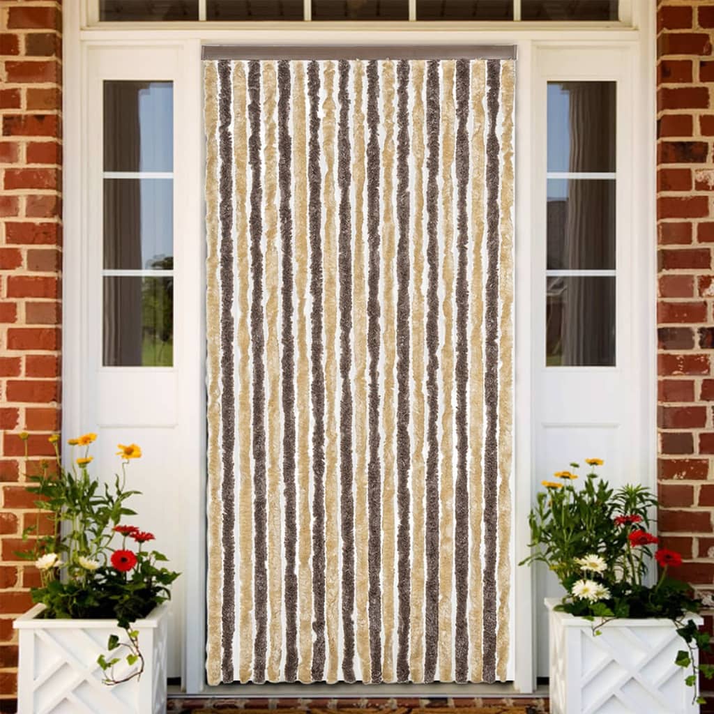 Fly Curtain Dark Brown and Beige 90x220 cm Chenille