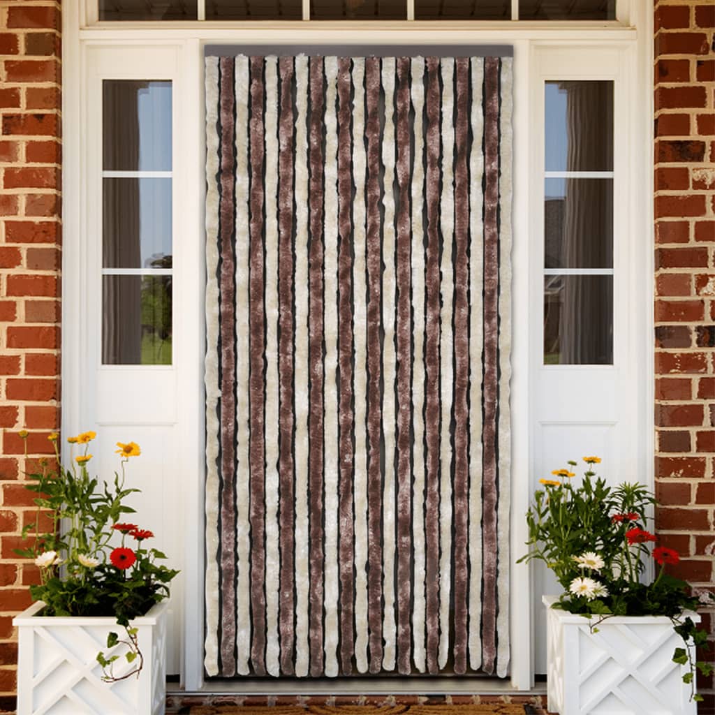 Fly Curtain Beige and Light Brown 100x200 cm Chenille