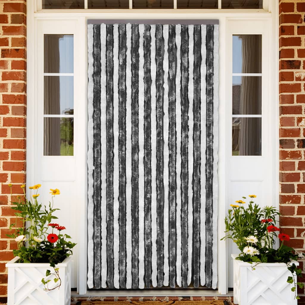 Fly Curtain Grey and White 100x230 cm Chenille