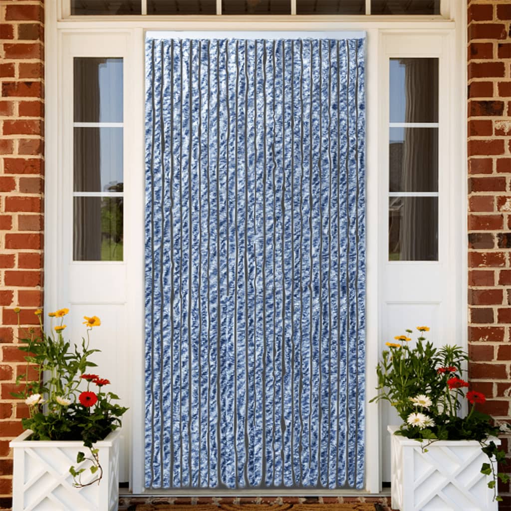 Fly Curtain Blue and White 100x200 cm Chenille