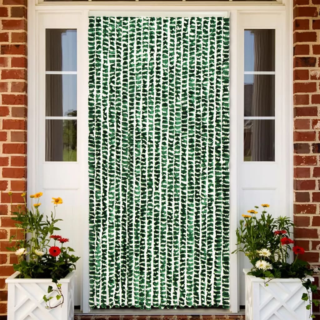 Fly Curtain Green and White 56x200 cm Chenille