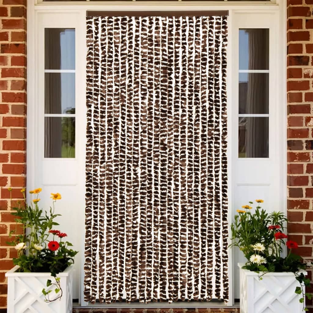 Fly Curtain Brown and White 100x200 cm Chenille