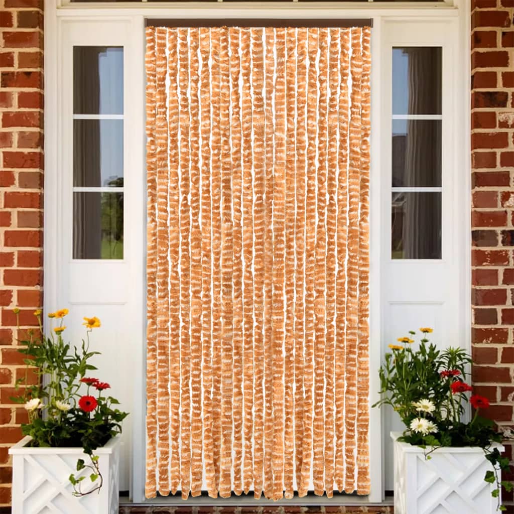 Fly Curtain Ochre and White 90x200 cm Chenille