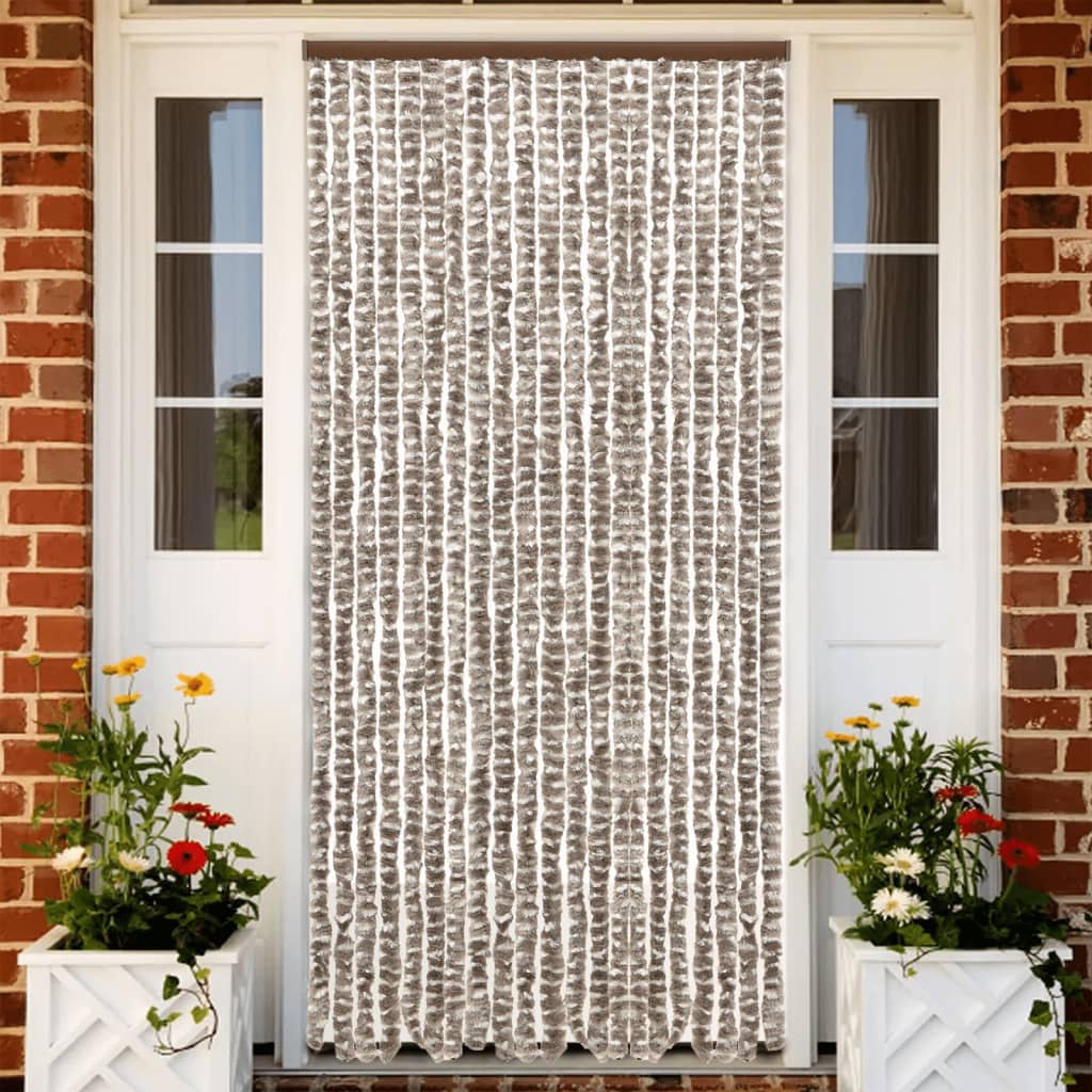Fly Curtain Taupe and White 100x200 cm Chenille