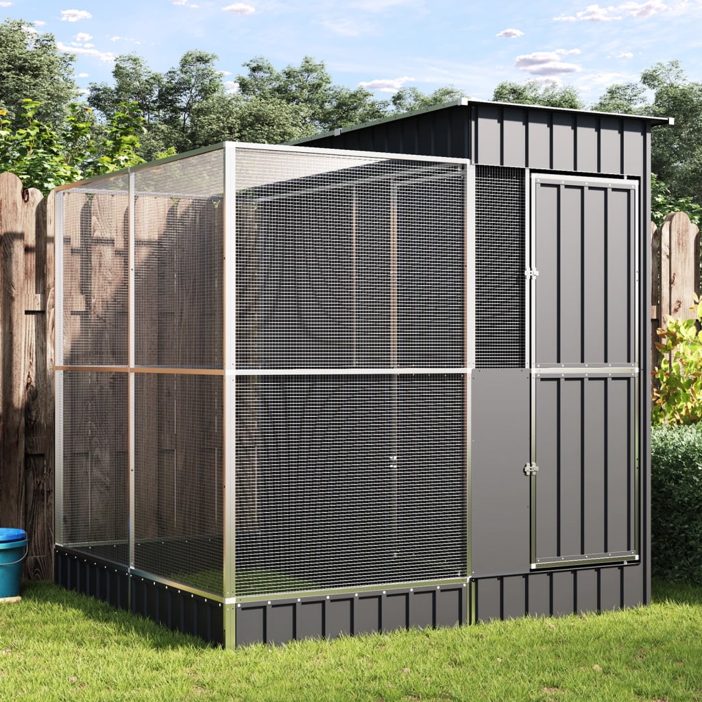 Aviary with Extension Silver 209x203x216 cm Steel