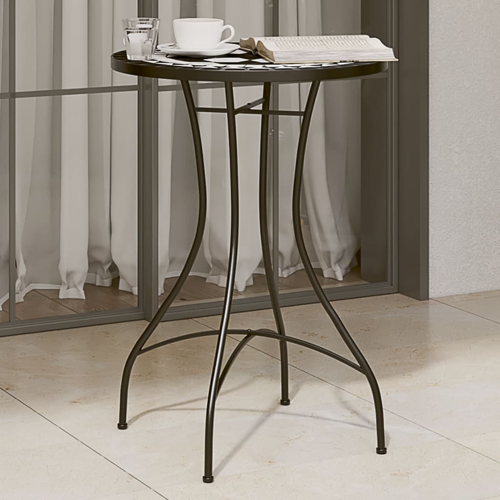 Mosaic Bistro Table Black and White 50x70 cm Ceramic