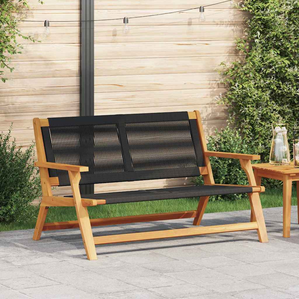 Garden Bench Black 76x122x73 cm Solid Wood Acacia