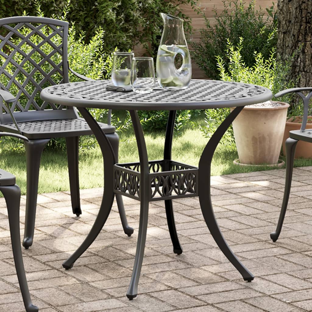 Garden Table Black 90x75 cm Cast Aluminium