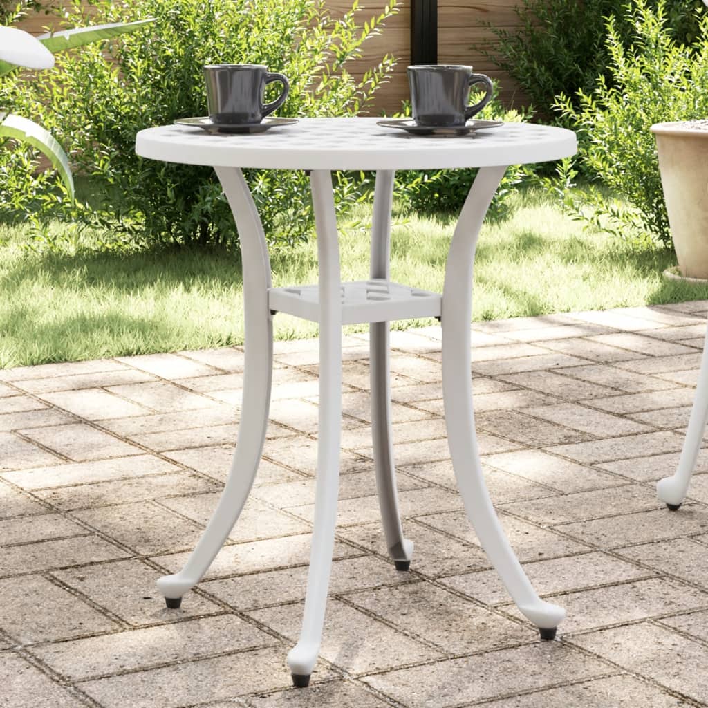 Garden Table White 48x53 cm Cast Aluminium