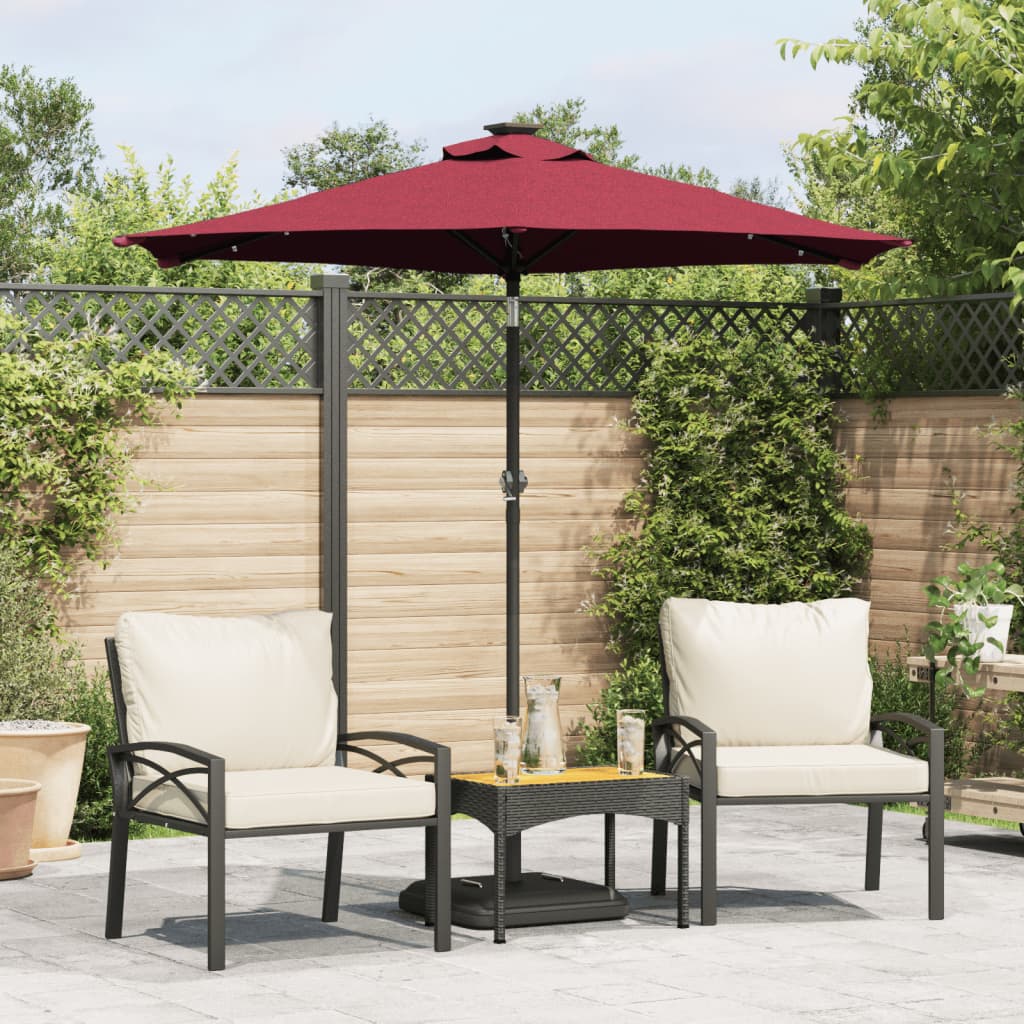 ERSCOVE Garden Parasol with LEDs and Pole Bordeaux 225x225x212cm Steel - Red