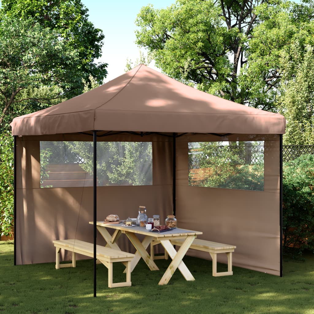 ARVFORD Foldable Party Tent Pop-Up with 2 Sidewalls - Brown