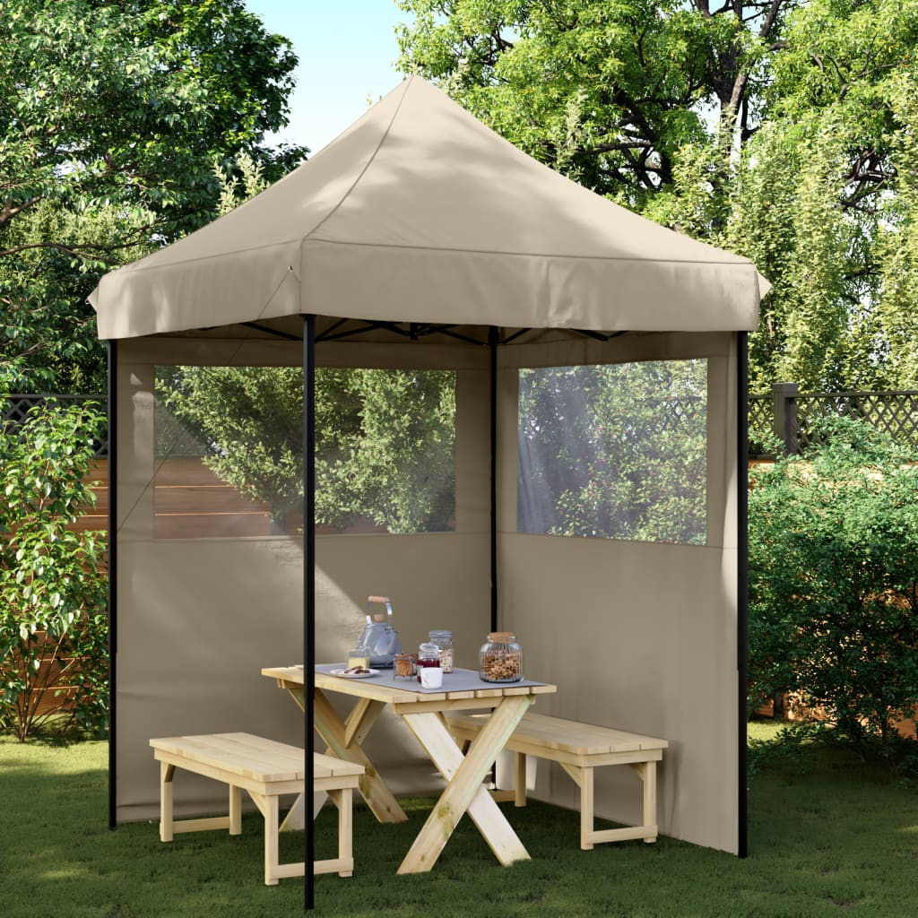 MOWICK Foldable Party Tent Pop-Up with 2 Sidewalls Taupe