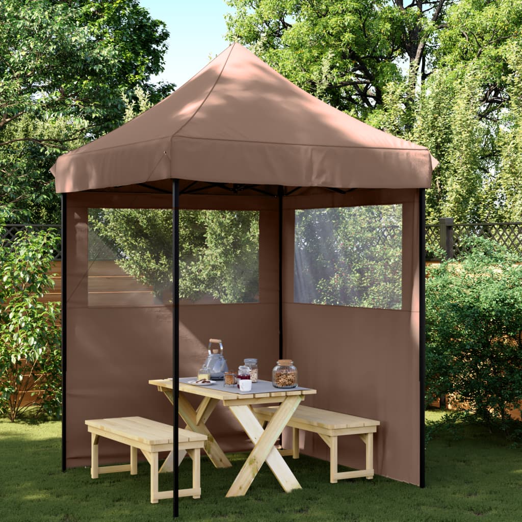 MOWICK Foldable Party Tent Pop-Up with 2 Sidewalls - Brown