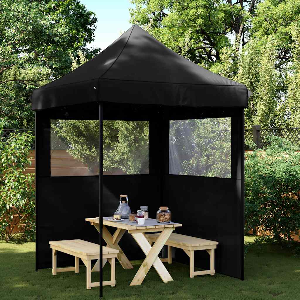 MOWICK Foldable Party Tent Pop-Up with 2 Sidewalls - Black