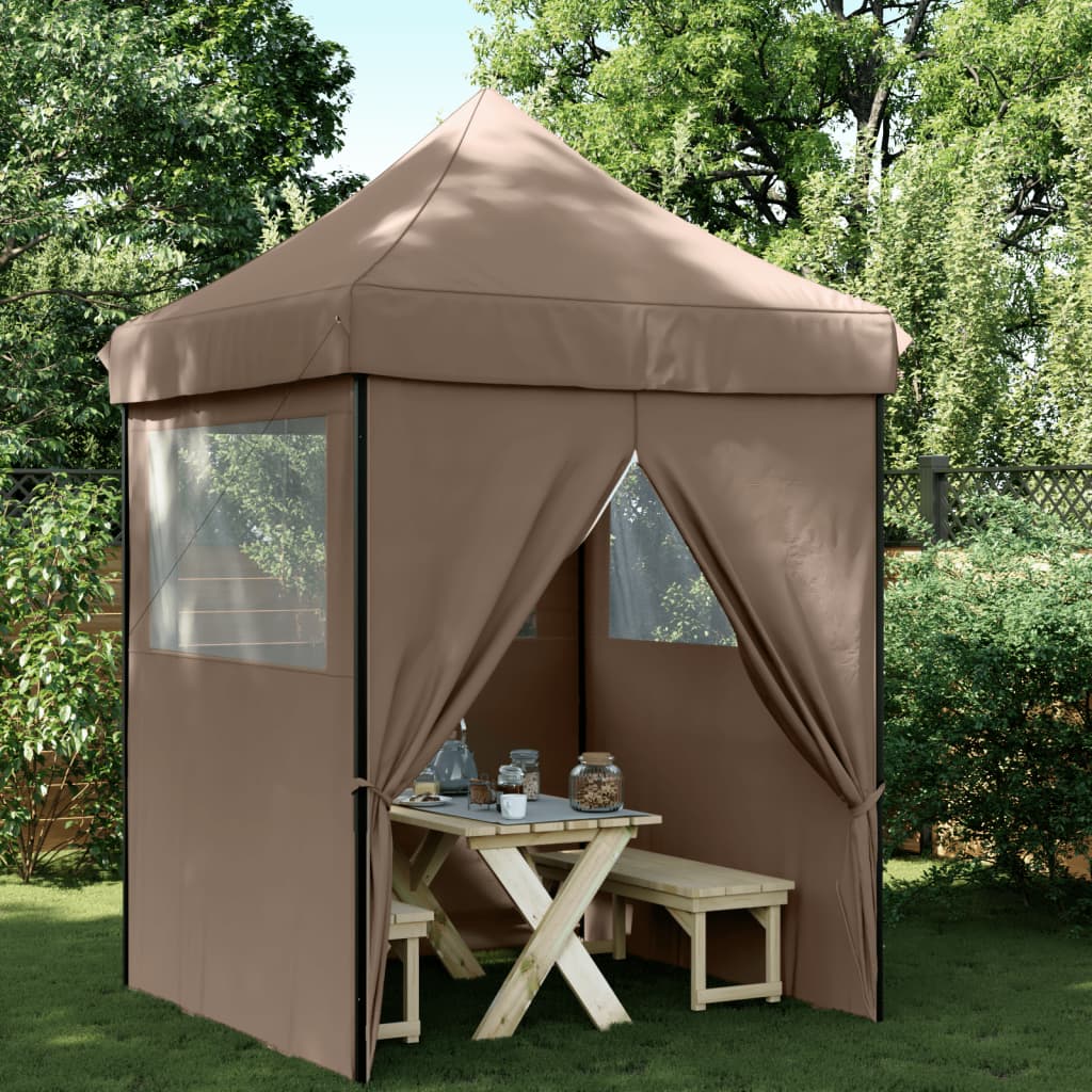 MOWICK Foldable Party Tent Pop-Up with 4 Sidewalls - Brown