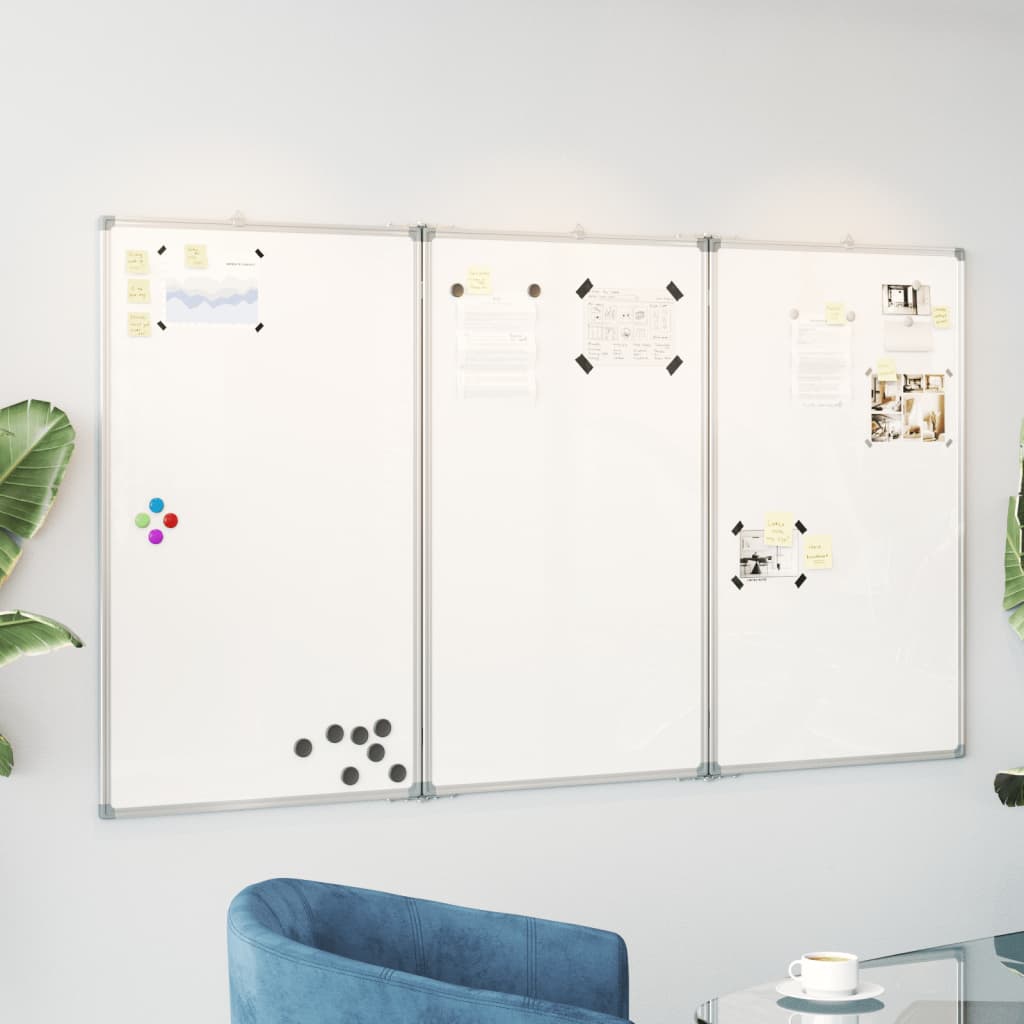 Magnetic Whiteboard Foldable 180x80x1.7 cm Aluminium
