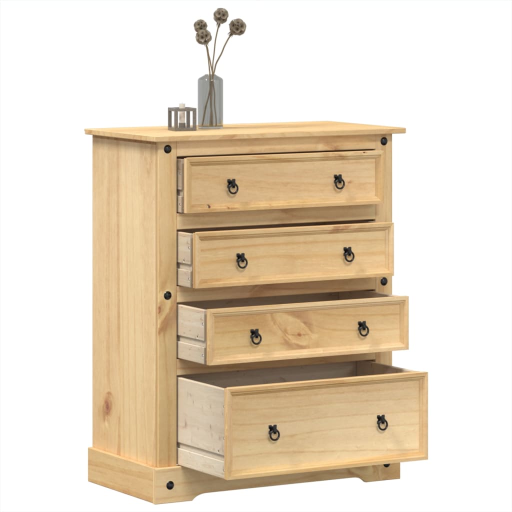 GRACE Oak Finish Chest of Drawers - Medium-sized, 4 Drawers