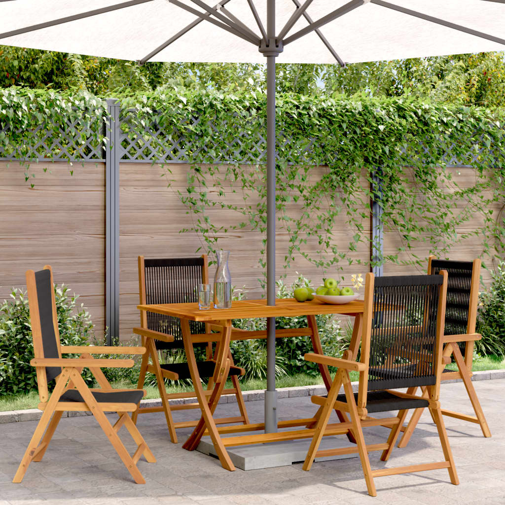 Reclining Garden Chairs 4 Pieces Black Solid Wood Acacia