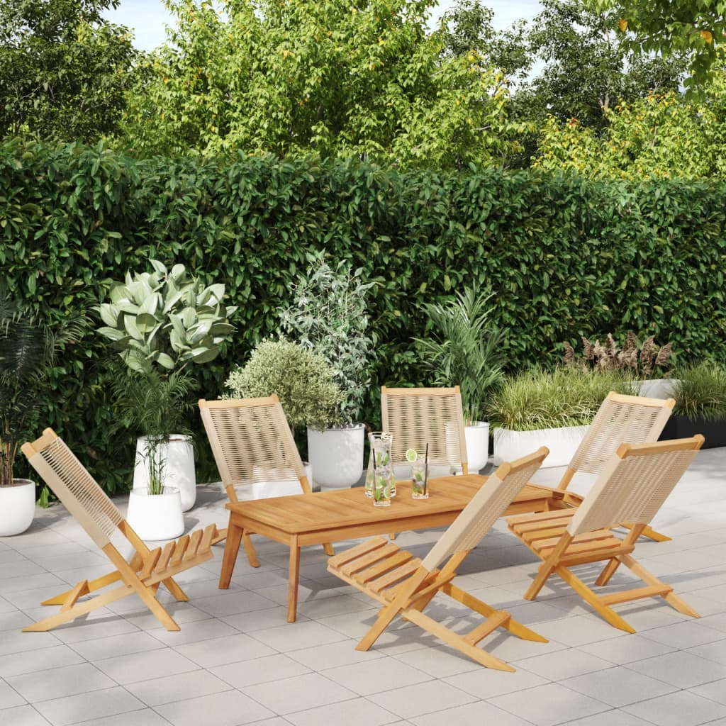 Folding Garden Chairs 6 pcs Beige Solid Wood Acacia