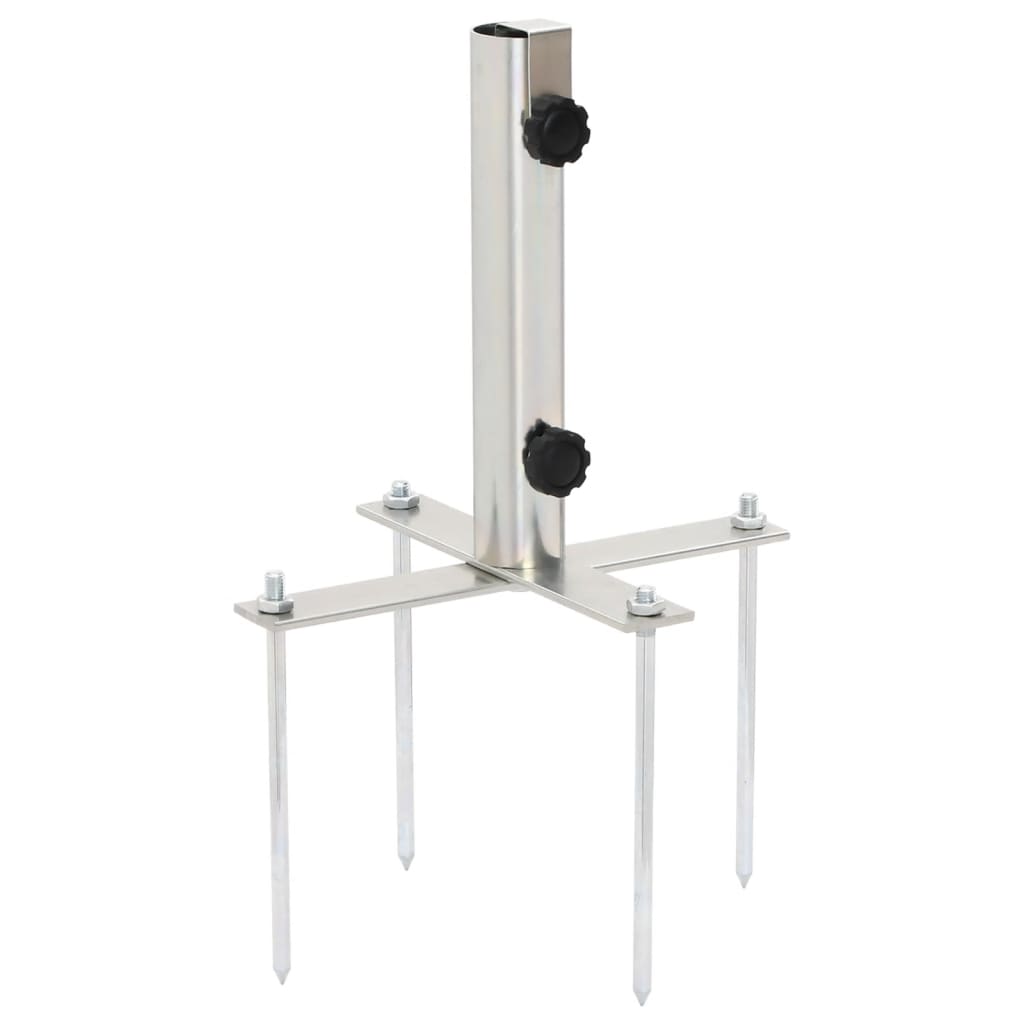 Parasol Base with Ground Spikes for 32-38 mm Silver Steel