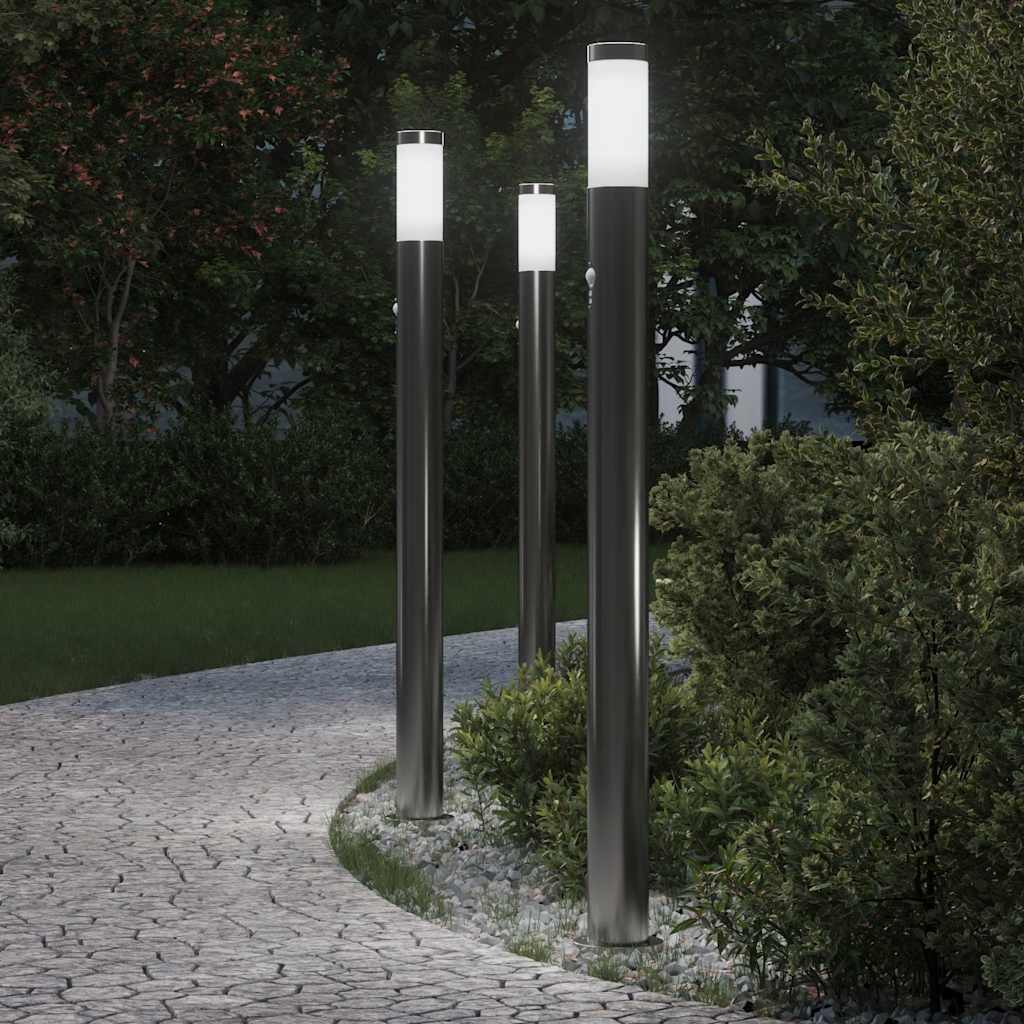 TONGLEN Bollard Lights with Sensor 3pcs 110 cm Stainless IP44 Steel